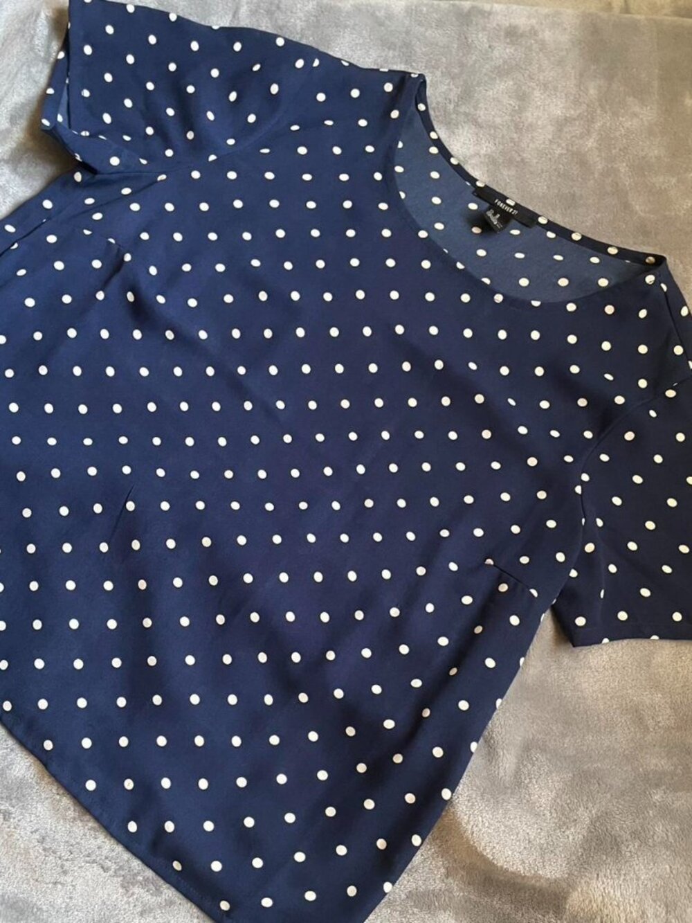 Women's Navy and Blue Polka Dot Shirt